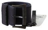 Ermanno Scervino Black Navy Blue Wide Square Rustic Buckle Belt -   -  Ermanno Scervino.